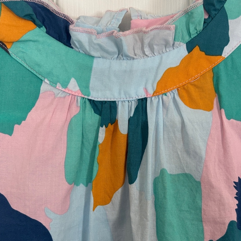 Multicolor Abstract Ruffle Sleeve Top size Large - Picture 4 of 10